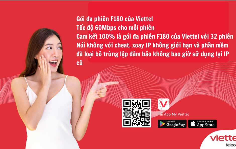 Proxy Dân Cư IPv4 Gói Đa Phiên Viettel F180